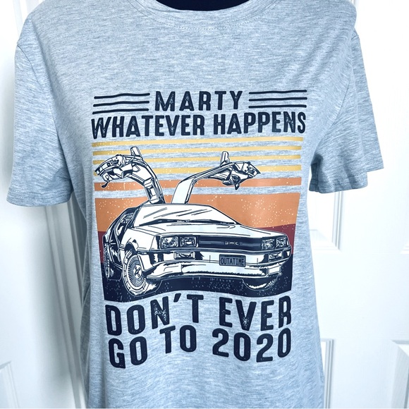 New! Back To Future Inspired Funny 2020 Light Grey Graphic Tee Size Medium - Picture 4 of 4